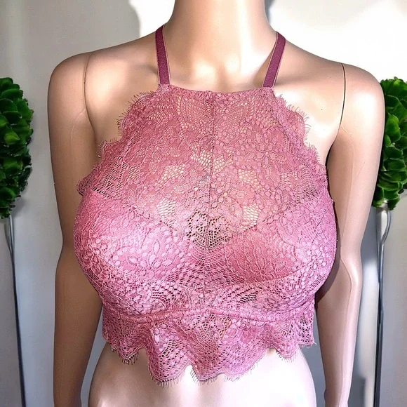 Victoria's Secret PINK Eyelash Lace High-Neck Bralette - Picture 14 of 16